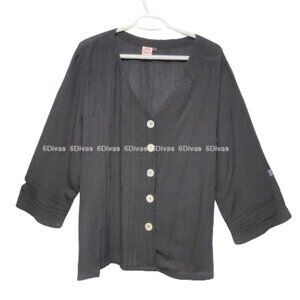 Black Long Sleeve Top, Rayon Blouse Top- Size M, Size L- NEW